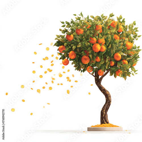 vector illustration of an orange tree