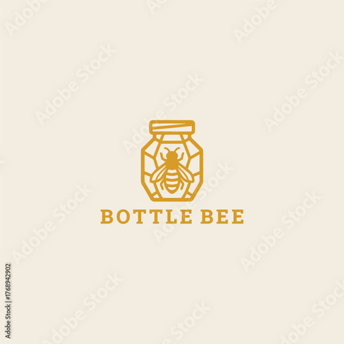 Bottle bee logo design template vector illustration