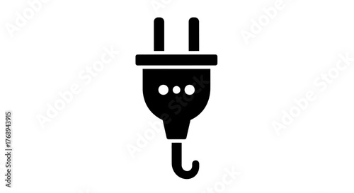 Simple black and white illustration of a standard electrical power plug
