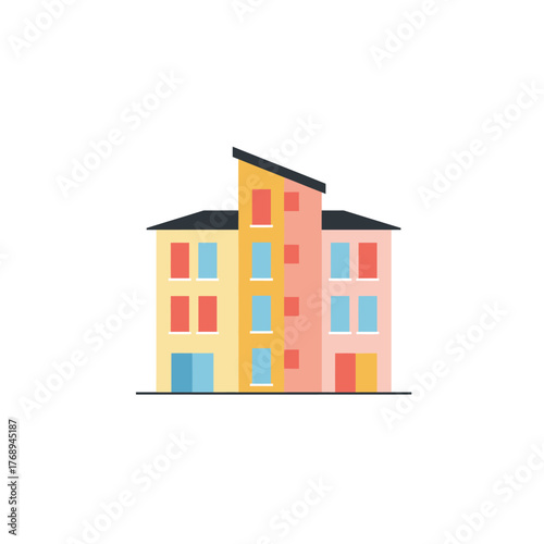 Flat Design Apartment Building Icon