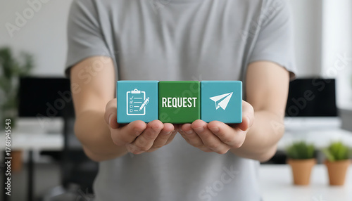 REQUEST. Concept of business, finance requests. Online submission, web request new concept