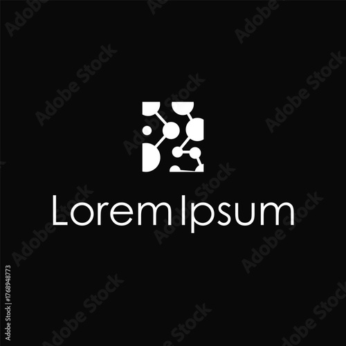 Neuron logo simple design cell dna molecule atom with modern minimalist concept design for brand business product also poster template and design