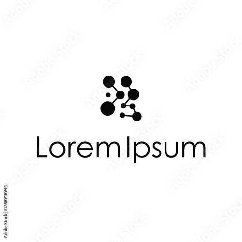 Neuron logo simple design cell dna molecule atom with modern minimalist concept design for brand business product also poster template and design