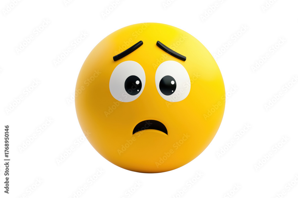 Fototapeta premium Yellow face worried expression isolated on a transparent background