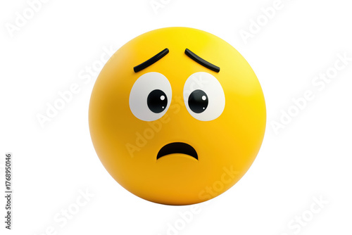 Yellow face worried expression isolated on a transparent background