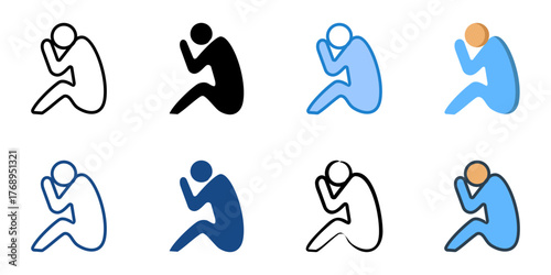 Mental Health Stigma icon set multiple style collection 

