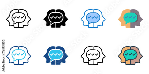 Mental Health Advocacy icon set multiple style collection 
