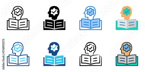 Mental Health Education icon set multiple style collection 
