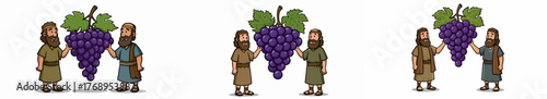 Men carrying large grapes harvest scene