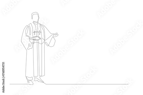 Pastor continuous line drawing on white background.