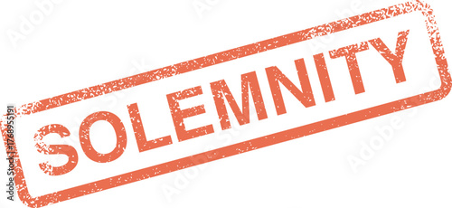 Aged Solemnity red rubber stamp with an authentic distressed texture effect