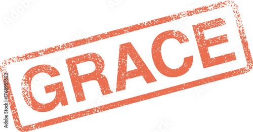 Embossed orange GRACE word stamp for spiritual and religious design elements