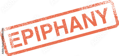 Epiphany revelation word mark design in a textured grunge rubber stamp style