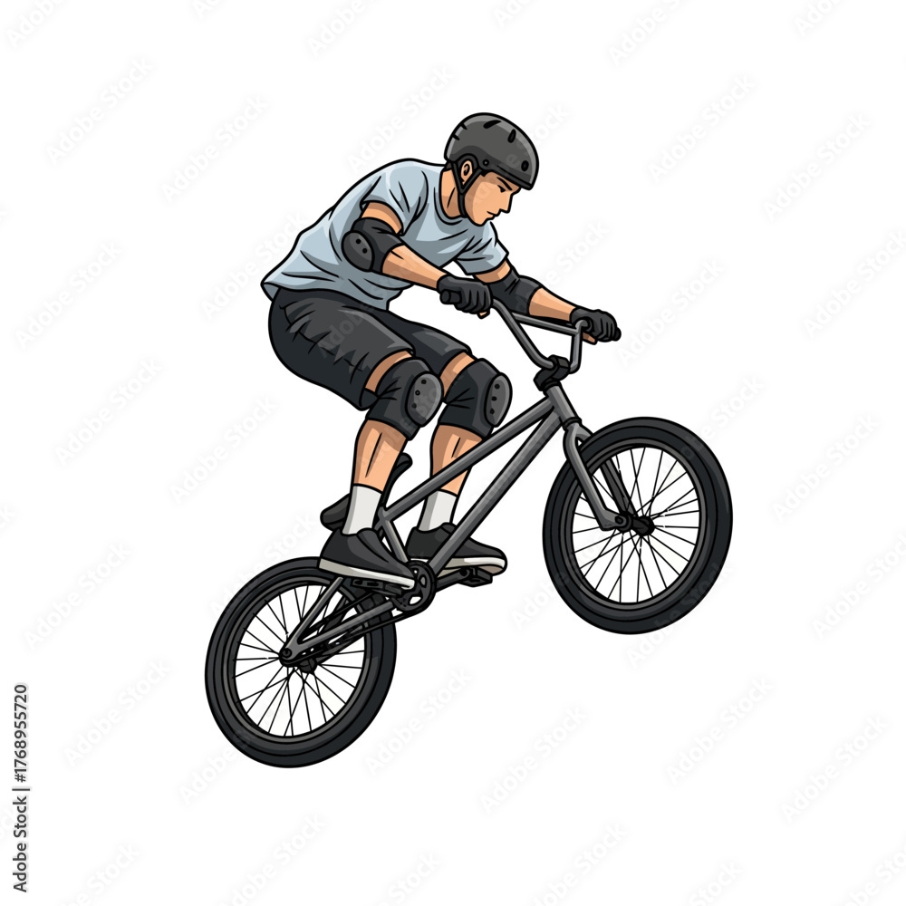 Fototapeta premium Bike stunts are thrilling with this BMX rider performing tricks mid-air