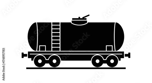 Black and white illustration of a railway tank car simple design