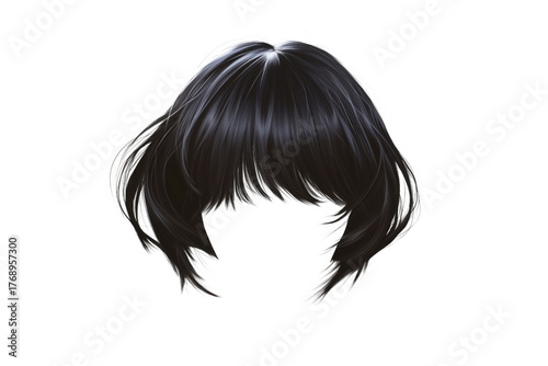 Dark layered bob hairstyle isolated on a transparent background