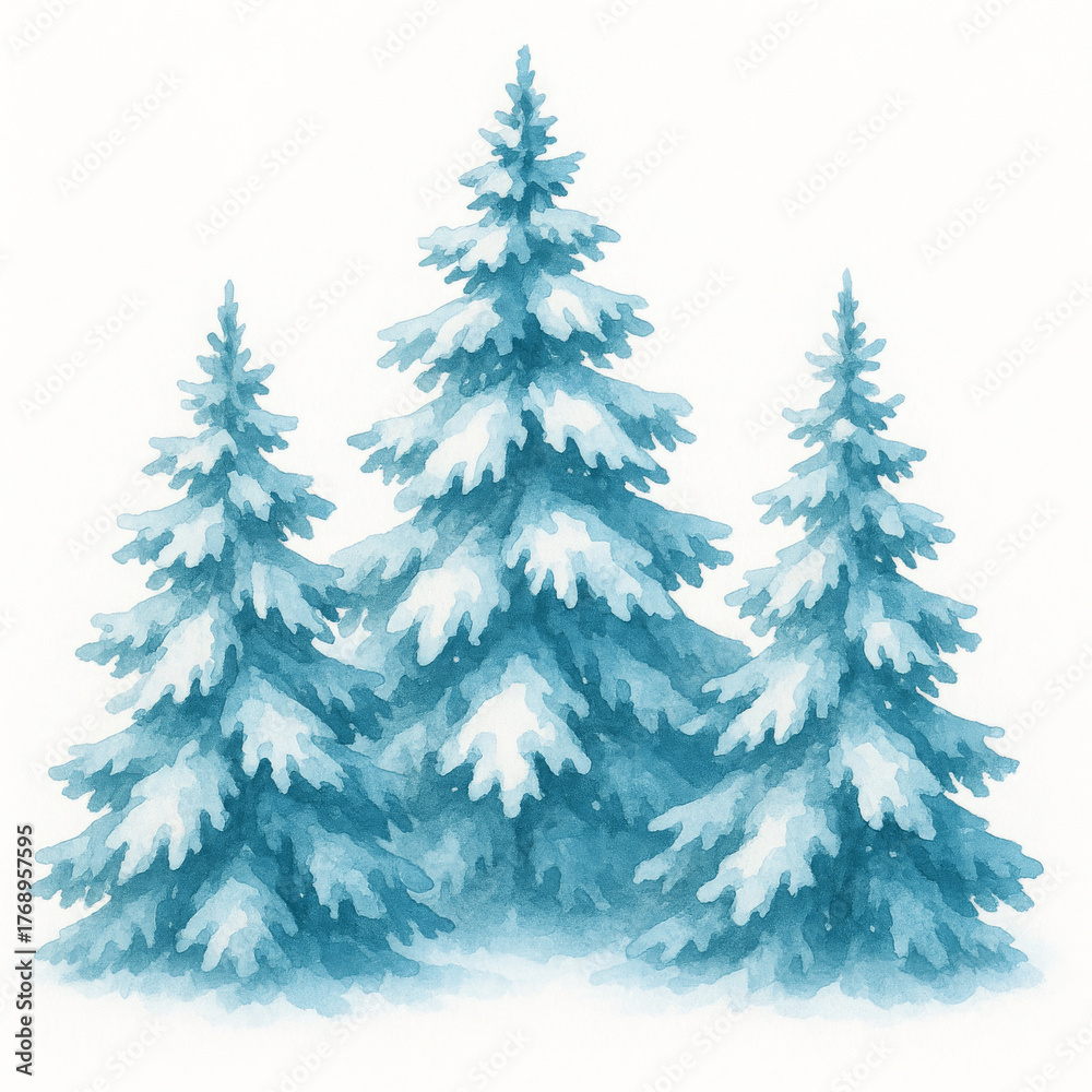 Obraz premium Pine tree snow winter forest nature holiday Christmas celebration, serene tranquil scene