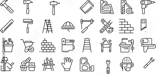 set of gardening tools silhouettes