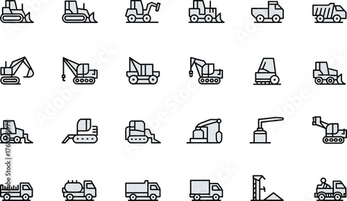 vector set of construction machines