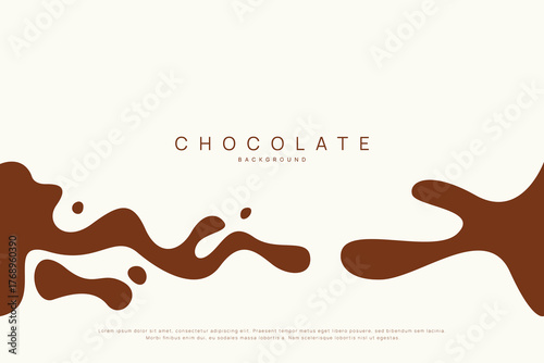 Chocolate background of Modern poster, dynamic splashes and drops. Vector illustration in a flat style of minimalism	