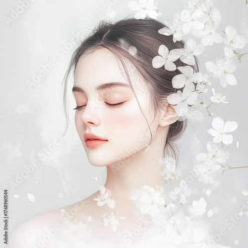 a_close_up_of_flowers_in_the_hair_by_luis_ricardo