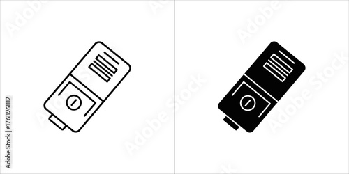 Illustration of a flash in black and white, symbolizing photography equipment