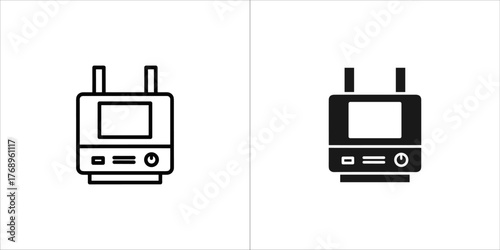 Black and white vector illustration of a portable radio