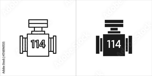 Black and white vector illustration of a flow meter