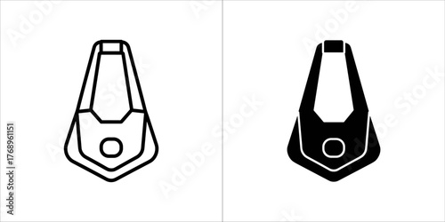 Outline and glyph icon of a charger for electric car and vehicle