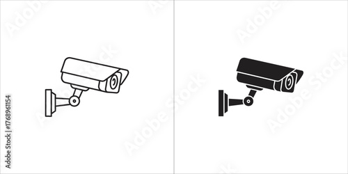 Security camera icon, outline and filled vector illustration, cctv symbol