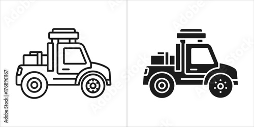 Illustration of an off road vehicle in black and white for design project