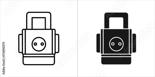 Outline and glyph icon of a charger for home appliances and electronics