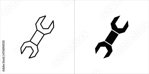 Illustration of a wrench, a tool used for gripping and turning objects, such as nuts