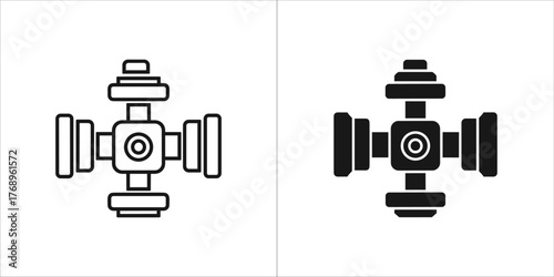 Universal joint icon in line and glyph style for your project needs