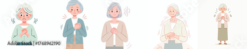 vector of a grandmother with a nervous shaking gesture
