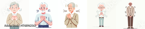 vector of a grandfather with a nervous shaking gesture