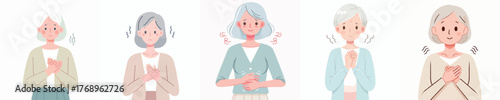 vector of a grandmother with a nervous shaking gesture