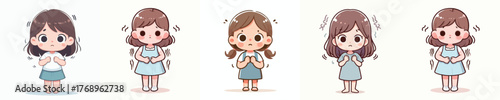 vector of a little girl with a nervous shaking gesture
