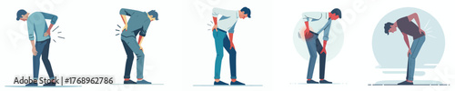 vector of a man gesturing with back pain