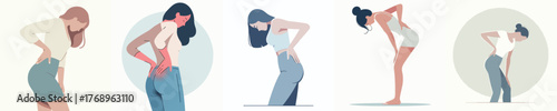 vector of a woman gesturing with back pain