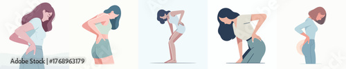 vector of a woman gesturing with back pain