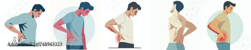 vector half body of a man gesturing with back pain