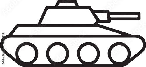 Simple outline drawing of a military tank vehicle