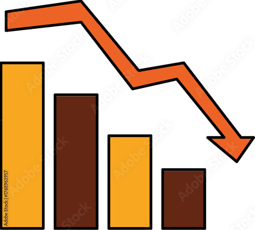 Downward trending chart shows business decline