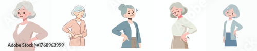 vector half body of a grandmother gesturing with back pain