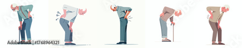 vector of a grandfather gesturing with back pain