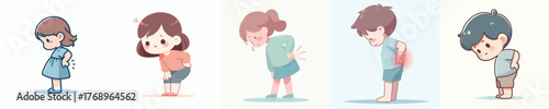 vector of a children gesturing with back pain