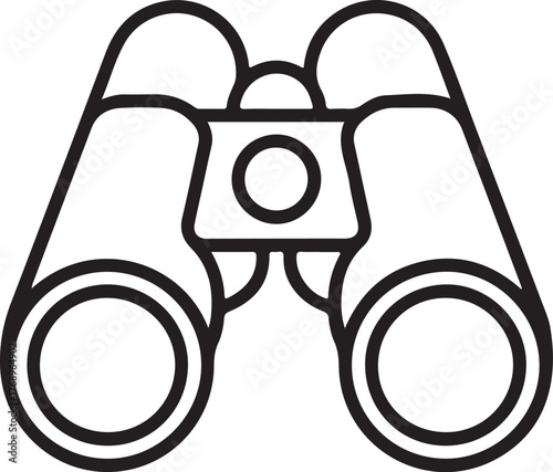 Simple outline icon of binoculars for observation and exploration