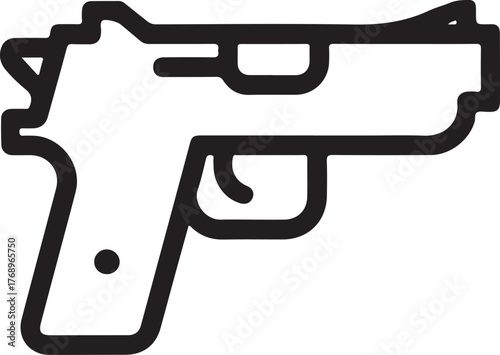 Simple outline icon of a handgun pistol on a white background