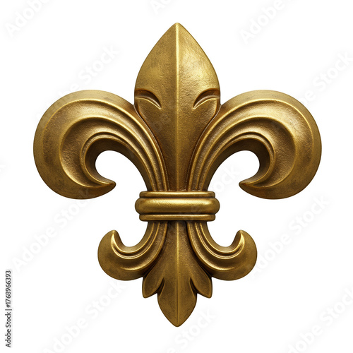 Golden Textured Fleur de Lis Symbol Isolated Transparent Background
